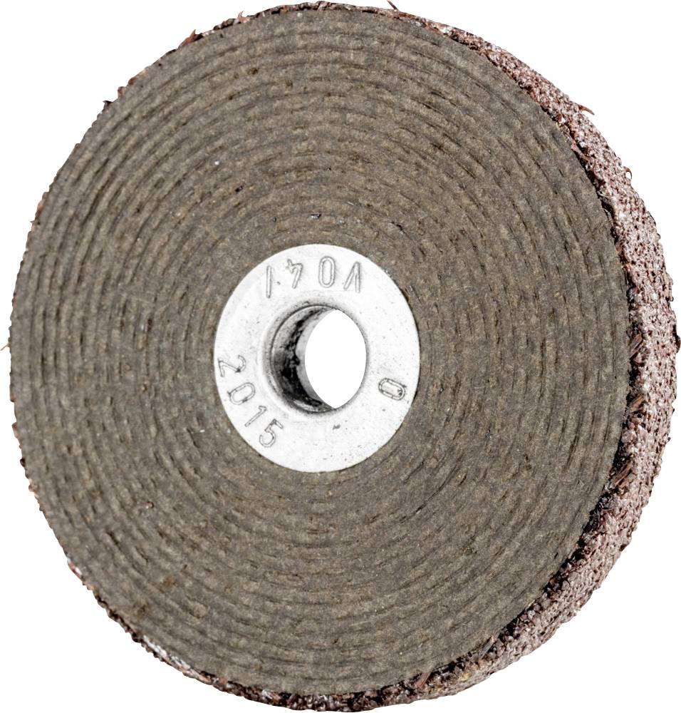 Schleifscheibe mit konsentrischen Rillen und Metallzentrum, meist für Schleif- oder Polierarbeiten verwendet.