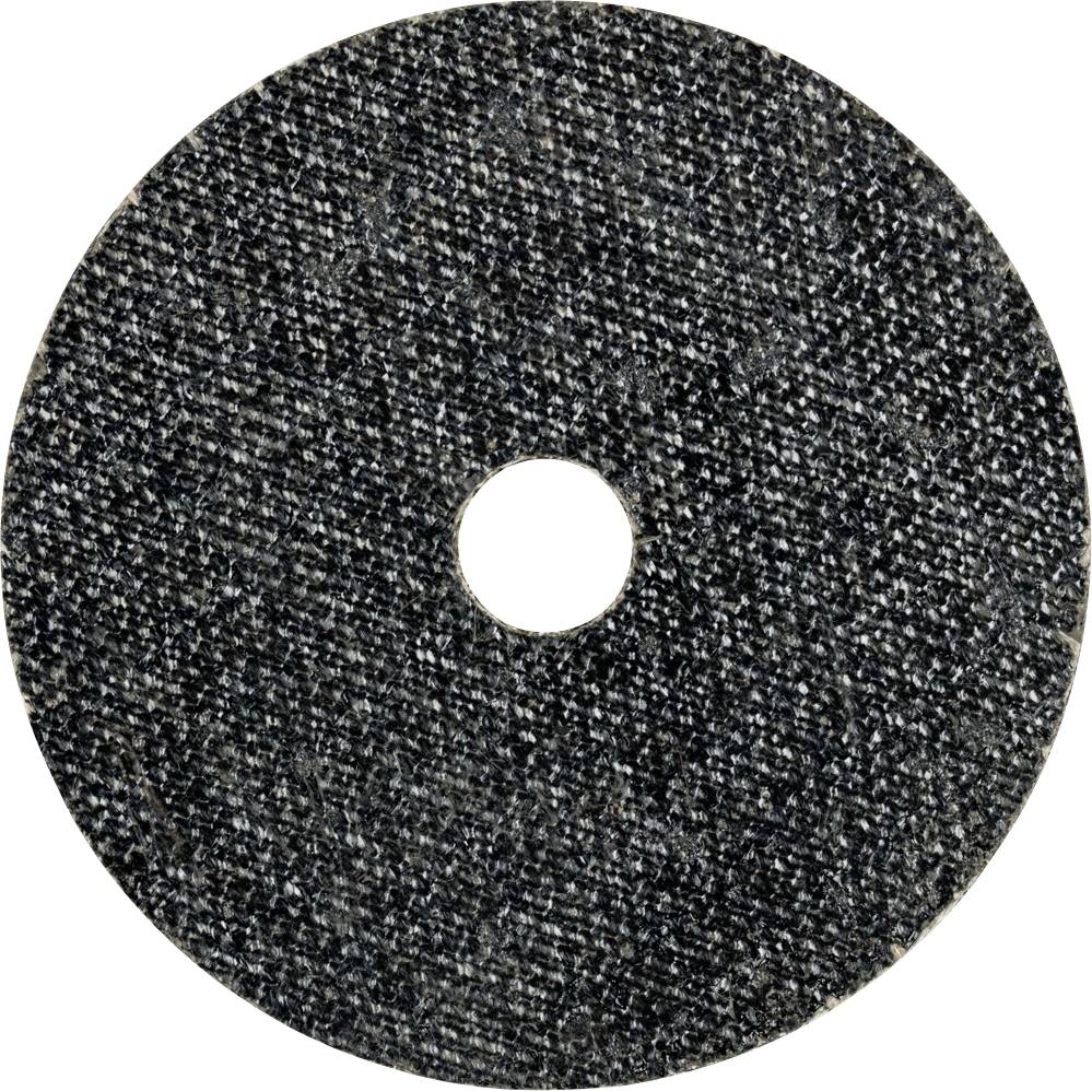 Schwarze Trennscheibe mit zentralem Loch, auf hellem Hintergrund. Verwendet zum Schneiden von Metall oder anderen Materialien.