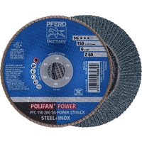 PFERD 67786150PFC 150 Z 60 SG POWER STEELOX Fächerschleifscheibe Durchmesser 150mm Bohrungs-Ø 22.23mm Edelstahl, Stahl 10St. PFERD 67786150PFC 150 Z 60 SG POWER STEELOX Fächerschleifscheibe Durchmesser 150mm Bohrungs-Ø 22.23mm Edelstahl, Stahl 10St.