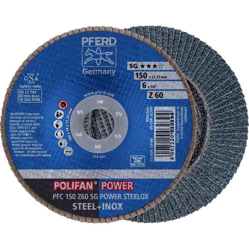 PFERD 67786150PFC 150 Z 60 SG POWER STEELOX Fächerschleifscheibe Durchmesser 150mm Bohrungs-Ø 22.23mm Edelstahl, Stahl 10St. PFERD 67786150PFC 150 Z 60 SG POWER STEELOX Fächerschleifscheibe Durchmesser 150mm Bohrungs-Ø 22.23mm Edelstahl, Stahl 10St.