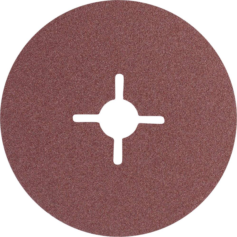 Braunes Schleifpapier mit einem kreuzförmigen Ausschnitt in der Mitte. Ideal zum Schleifen von Holz- oder Metalloberflächen.