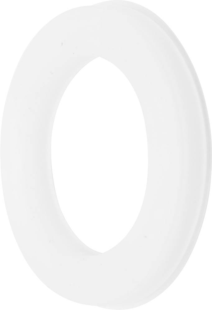 Weiße runde Scheibe mit ovalem Innenausschnitt, ähnlich einem Dichtungsring.