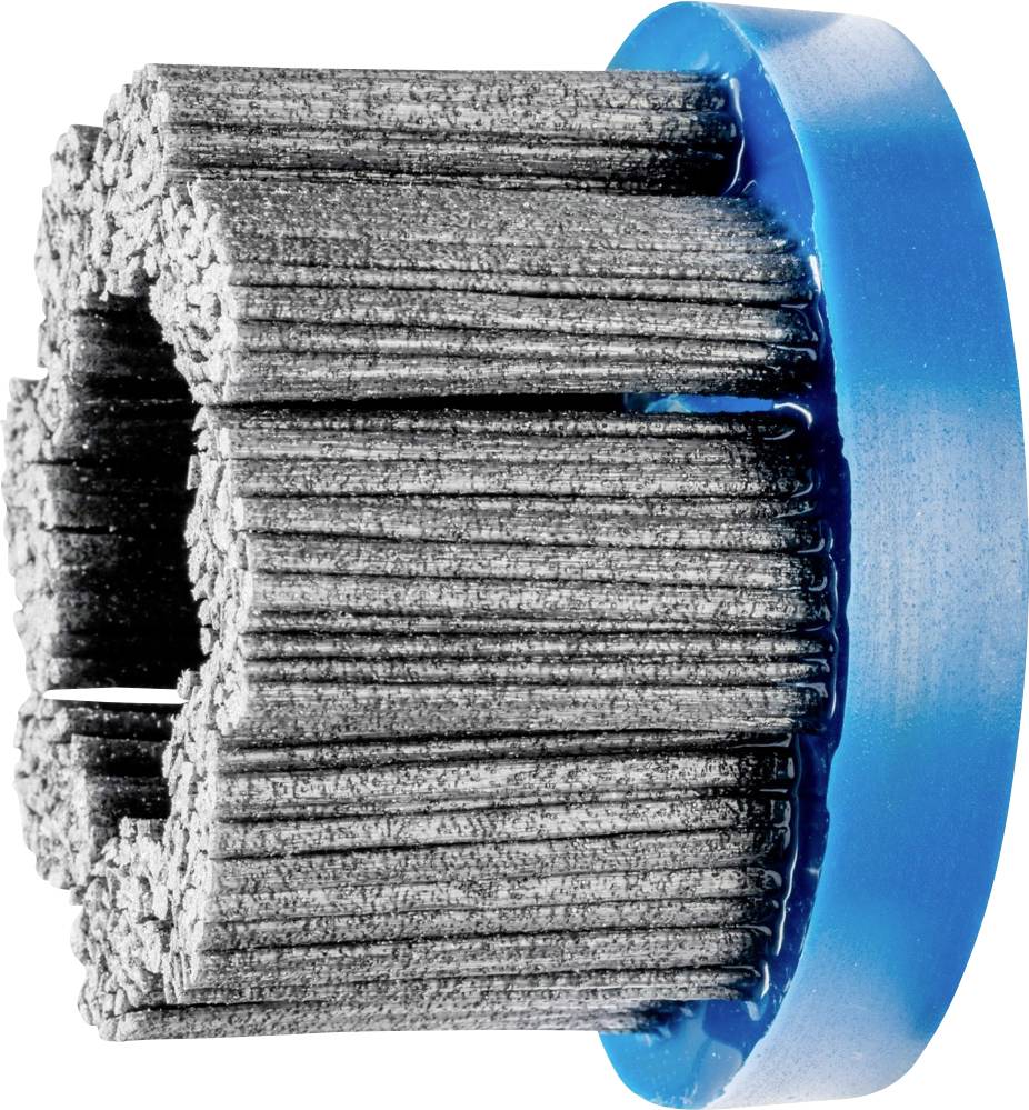 Runde schwarze Bürste mit blauen Rand.