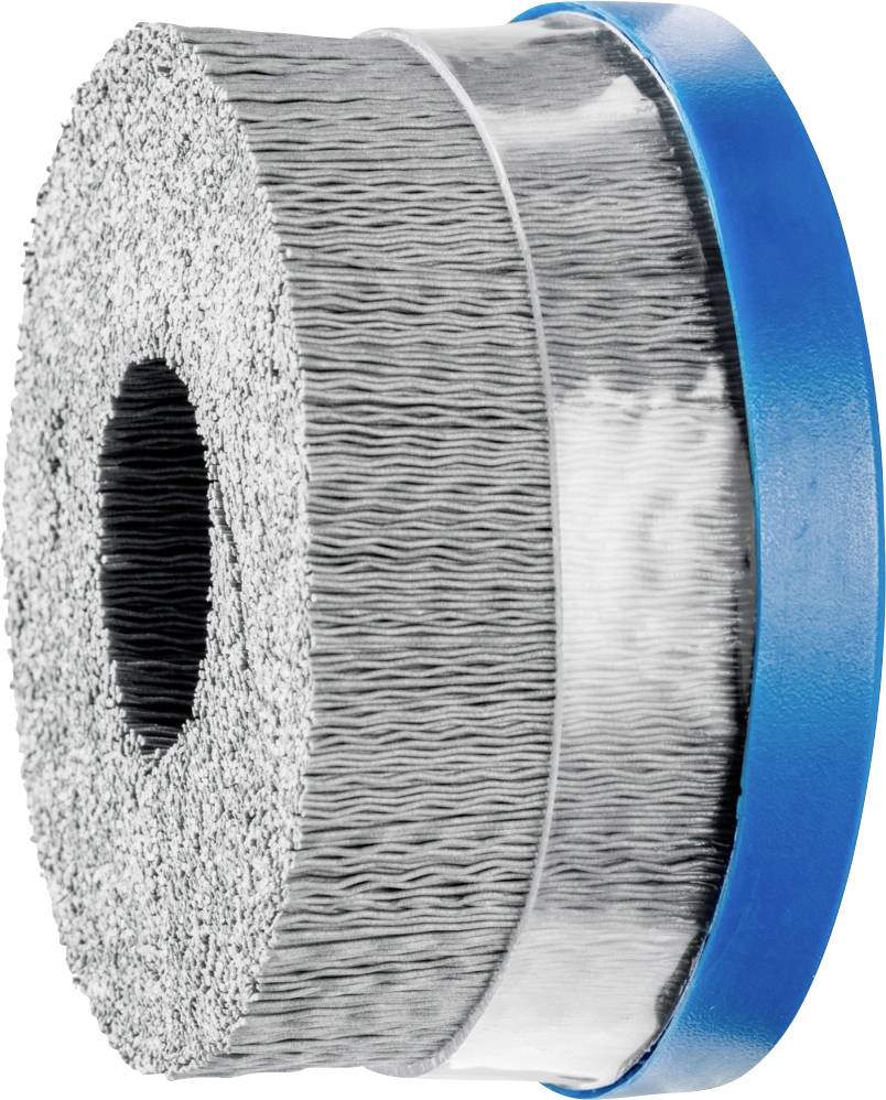 Rundbürste mit blauen Rand und dichten Borsten.