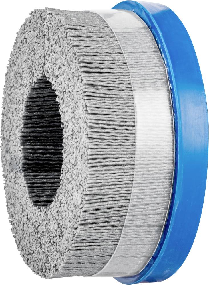 Grauer, kreisförmiger Filter mit blauer Umrandung, vermutlich Teil eines Wasser- oder Luftreinigungssystems.