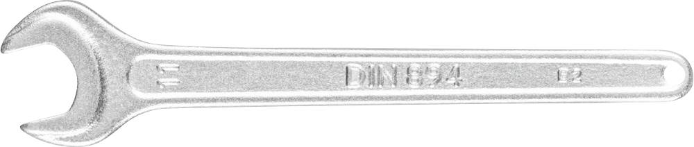 Ein silberner Schraubenschlüssel mit der Beschriftung 'DIN 894 12'.