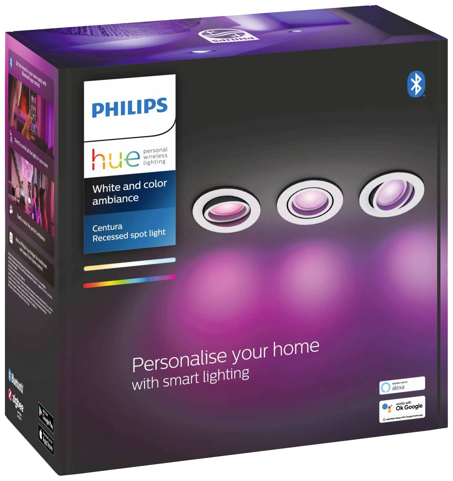 Philips LED LED-Deckenstrahler 871951434288000 Hue White & Col. Amb. Centura Einbauspot 3 flg. weiß 3x350lm GU10 17.1 W