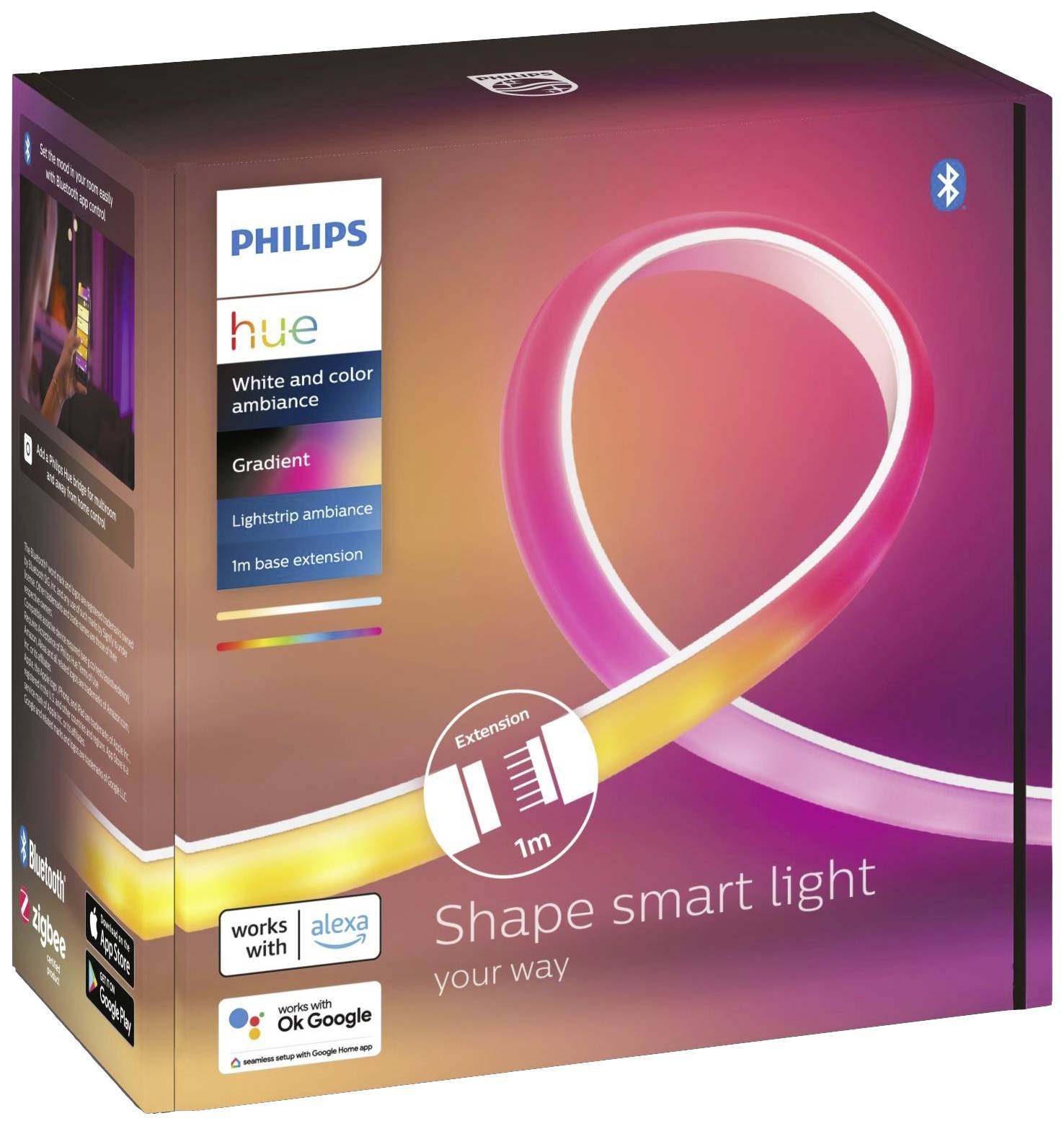 Philips Hue LED-Stripe 871951433998900 Hue Gradient Ambience Lightstrip 1m Erweiterung LED fest eingebaut 12.3W