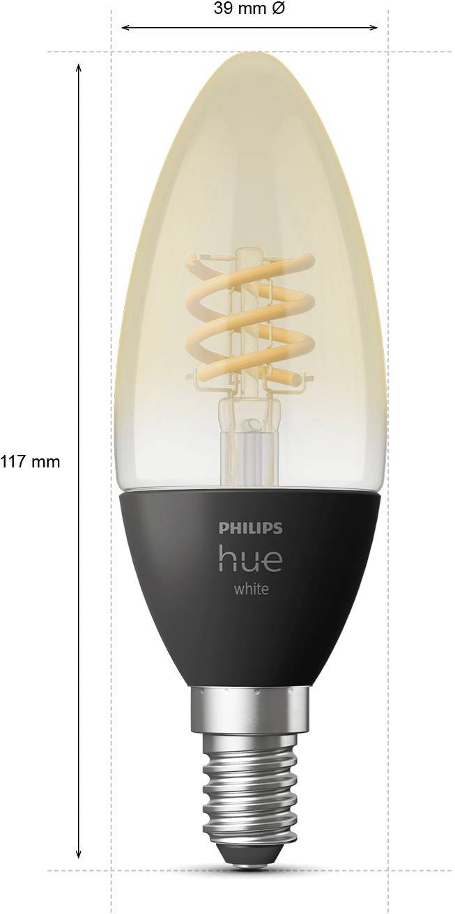 Philips Hue LED-Leuchtmittel 871951430223500 EEK: G (A - G) Hue White Kerze Einzelpack Filament 300lm E14 4.5 W Warmweiß