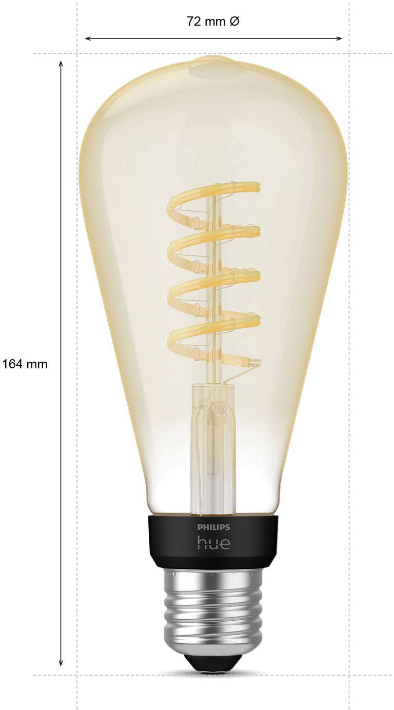 Philips LED LED-Leuchtmittel 871951430150400 EEK: G (A - G) Hue White Ambiance E27 Einzelpack Giant Edison ST72 Filament 300lm E27 7 W Warmweiß bis