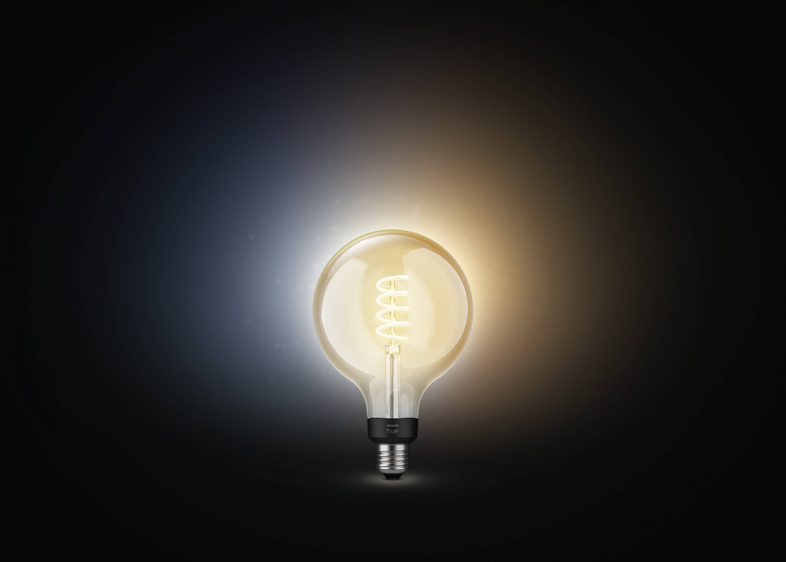 Eine Glühbirne leuchtet in der Dunkelheit, symbolisiert eine Idee oder Erleuchtung.