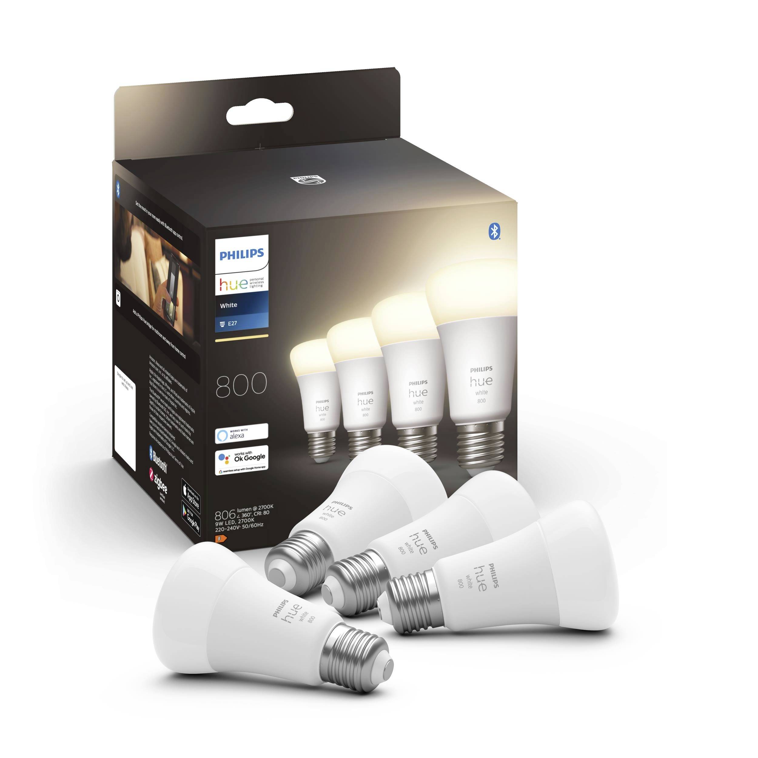 Philips Hue LED-Leuchtmittel (4er Set) 871951431914100 EEK: F (A - G) Hue White Viererpack 4x800lm 60W E27 36W Warmweiß