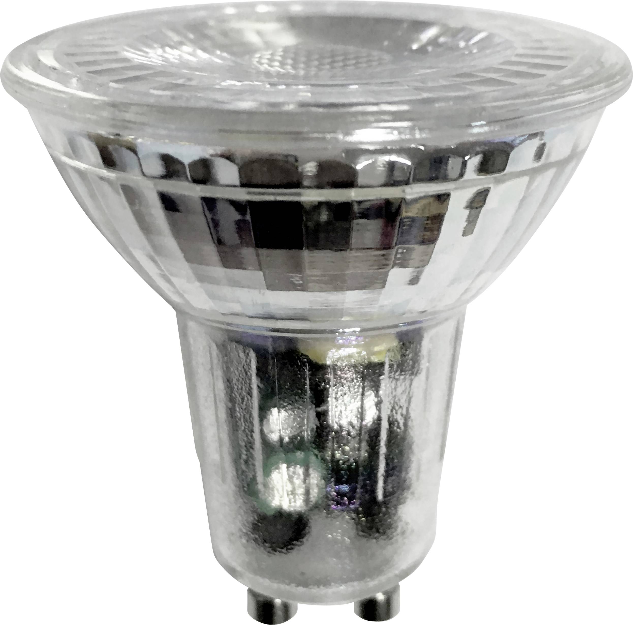 Kleine, klare LED-Glühbirne mit GU10-Sockel. Geeignet für Spotbeleuchtung und effiziente, energiesparende Lichtlösungen.