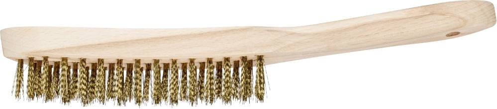 Holzgriff-Bürste mit Metallborsten; geeignet zum Entfernen von Rost oder für grobe Reinigungsarbeiten.