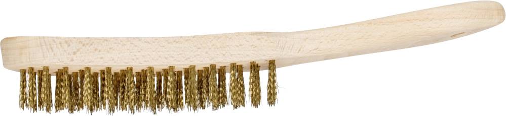 Holzgriff mit Messingborsten, Drahtbürste für Reinigung und Entrostung.