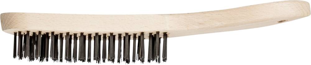Eine Holzhaar- oder Bartbürste mit dunklen Borsten, leicht geschwungener Griff. Ideal für Pflege und Styling von Haar oder Bart geeignet.