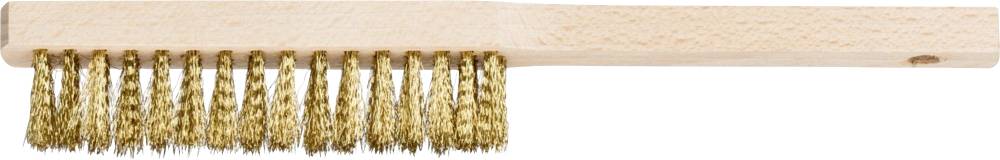 Holzgriffbürste mit goldenen Metallschlingen. Ideal zum Säubern von Oberflächen.