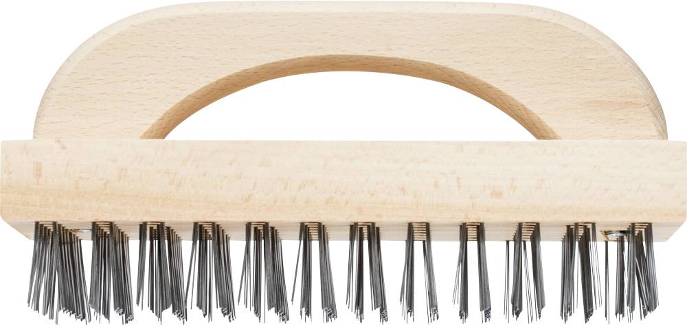 Holzgriff-Handbürste mit schwarzen Borsten, geeignet für Reinigungsaufgaben.