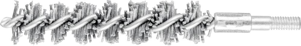 Eine Drahtbürste mit spiralförmig gewickelten Borsten, die zum Reinigen von Rohren oder Zylindern verwendet wird.