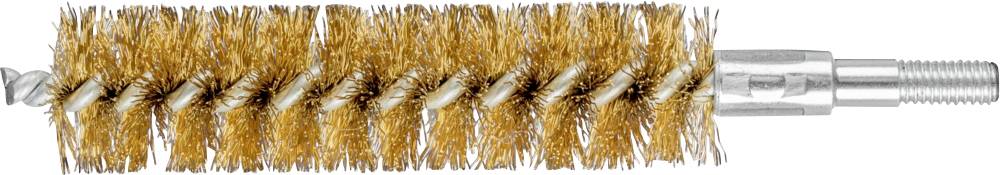 Messing-Bürste mit spiralförmiger Borstenanordnung und Metallgriff, geeignet für die Reinigung von Rohren und schwer zugänglichen Stellen.