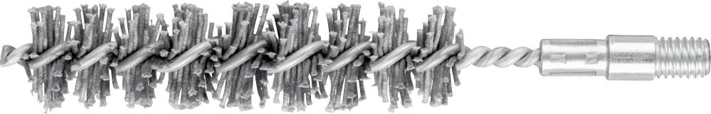 Reinigungsbürste mit Metallborsten und Schraubgewinde, geeignet für grobe Schmutzentfernung oder industrielle Reinigung.