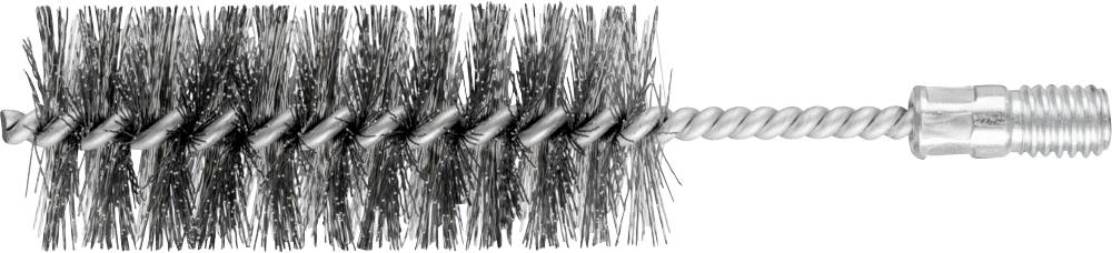 Stahlbürstenaufsatz mit spiraliger Drahtkonstruktion; geeignet zum Reinigen von Rohren oder schwer zugänglichen Stellen.