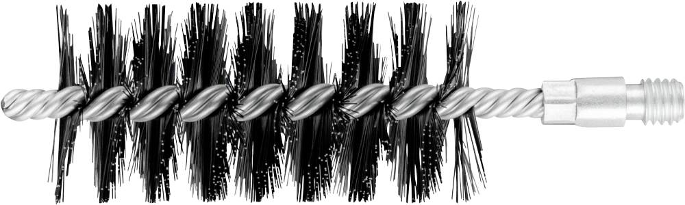 Stahlbürste mit gedrehtem Drahtkern und borsten aus Kunststoff. Werkzeug zur Reinigung von Rohren oder Maschinen.