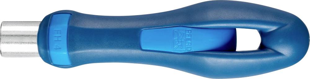 Blauer Schraubendrehergriff mit ovaler Öffnung an der Seite, geeignet für den Einsatz mit Schraubendreherbits.