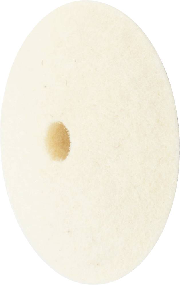 Ein beiger Filzring mit einem zentralen Loch, möglicherweise ein Reinigungs- oder Polierpad.