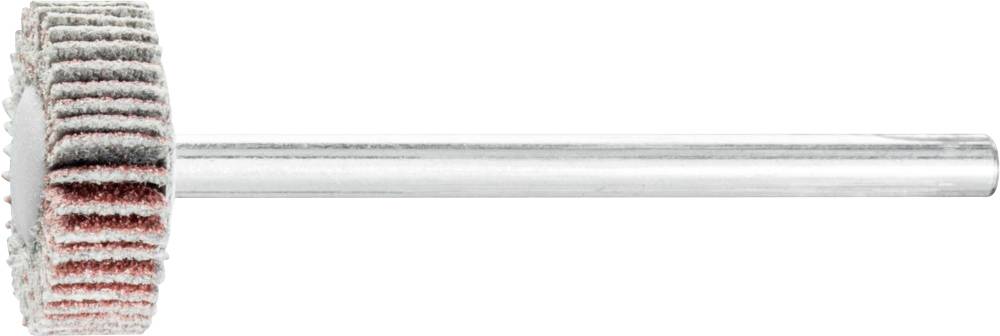 Ein Schleifaufsatz mit Lamellenbürste und langem Metallschaft, zur Bearbeitung von Werkstücken geeignet.