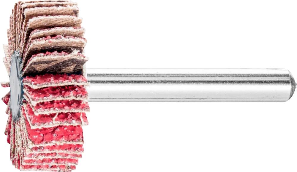 Schleifaufsatz mit mehreren Lamellen für Bohrmaschinen, zur Oberflächenbearbeitung von Materialien.