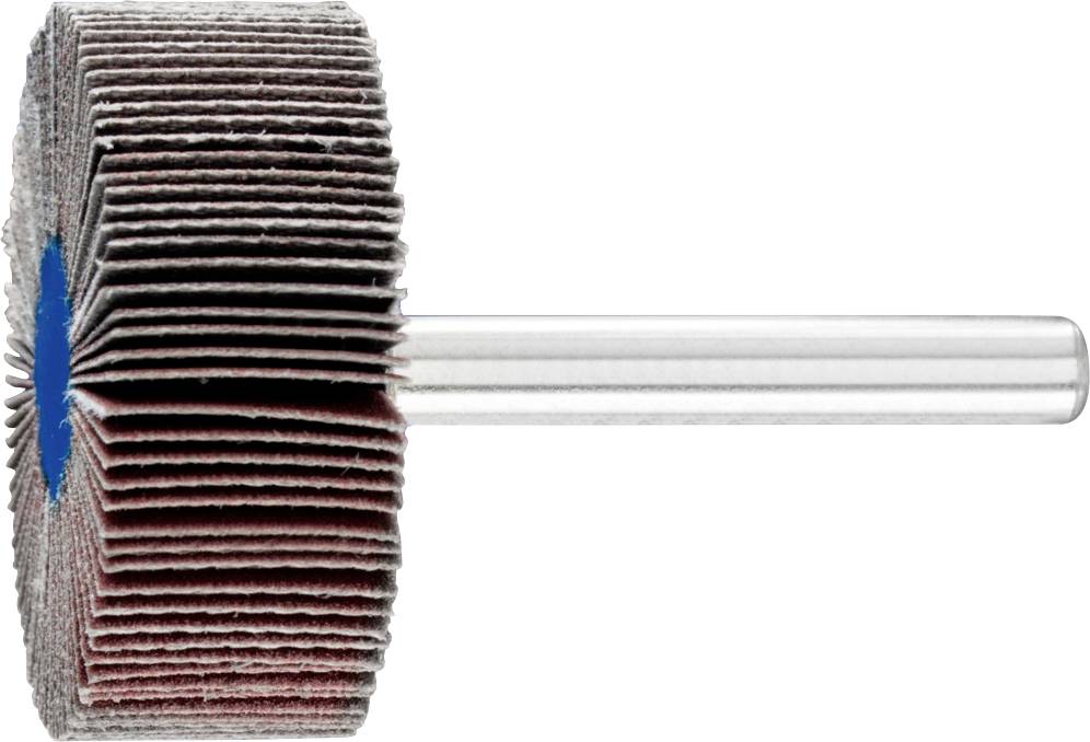 Das Bild zeigt einen Lamellen-Schleifkörper mit einem zentralen Schaft, verwendet für das Schleifen verschiedenster Materialien.