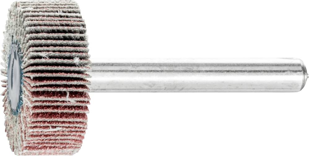 Satz Schleiflamellen an einem Metallstab montiert, für die Oberflächenbearbeitung und das Feinschleifen von Materialien geeignet.