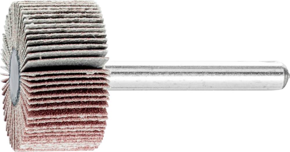 Ein Schleifkopf mit mehreren Schleiflamellen an einem metallischen Schaft, verwendet zum Polieren oder Schleifen von Oberflächen.