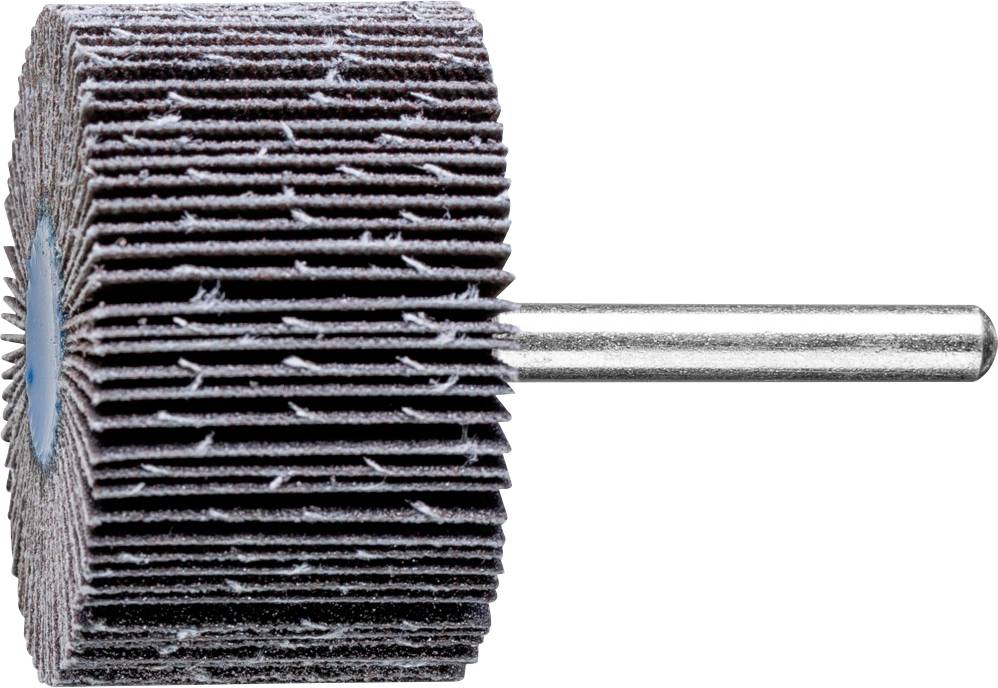 Bild eines Schleifaufsatzes mit radial angeordneten Schleifscheiben auf einer Metallachse zur Oberflächenbearbeitung.