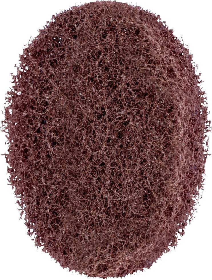 Brauner, ovaler Topfreiniger aus kratzfreiem Material mit rauer Textur zur Reinigung empfindlicher Oberflächen.