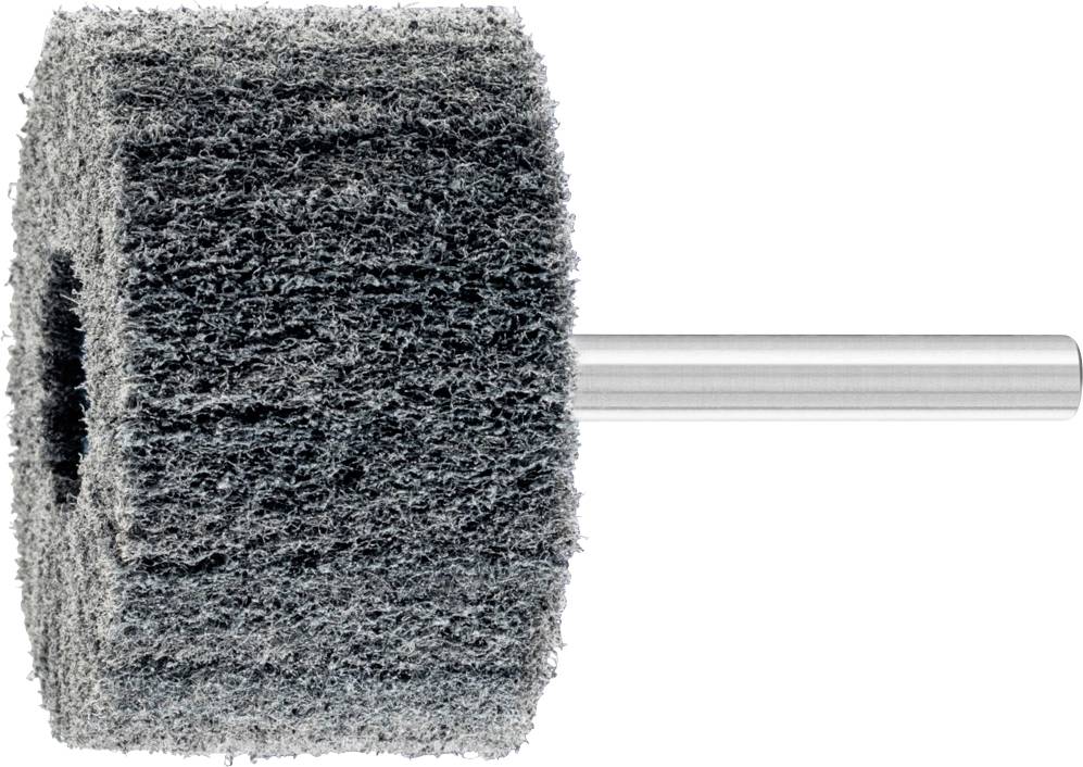 Schleifscheibe mit grauer, grober Oberfläche und zylindrischem Stiel. Hauptsächlich für das Glätten oder Polieren von Oberflächen verwendet.