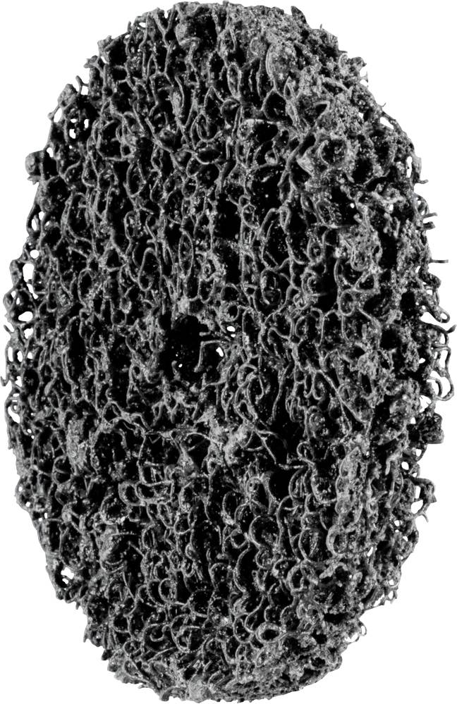 Eine schwarze, ovale Bimssteinoberfläche mit einer porösen und rauen Struktur, ideal zur Entfernung abgestorbener Hautzellen.