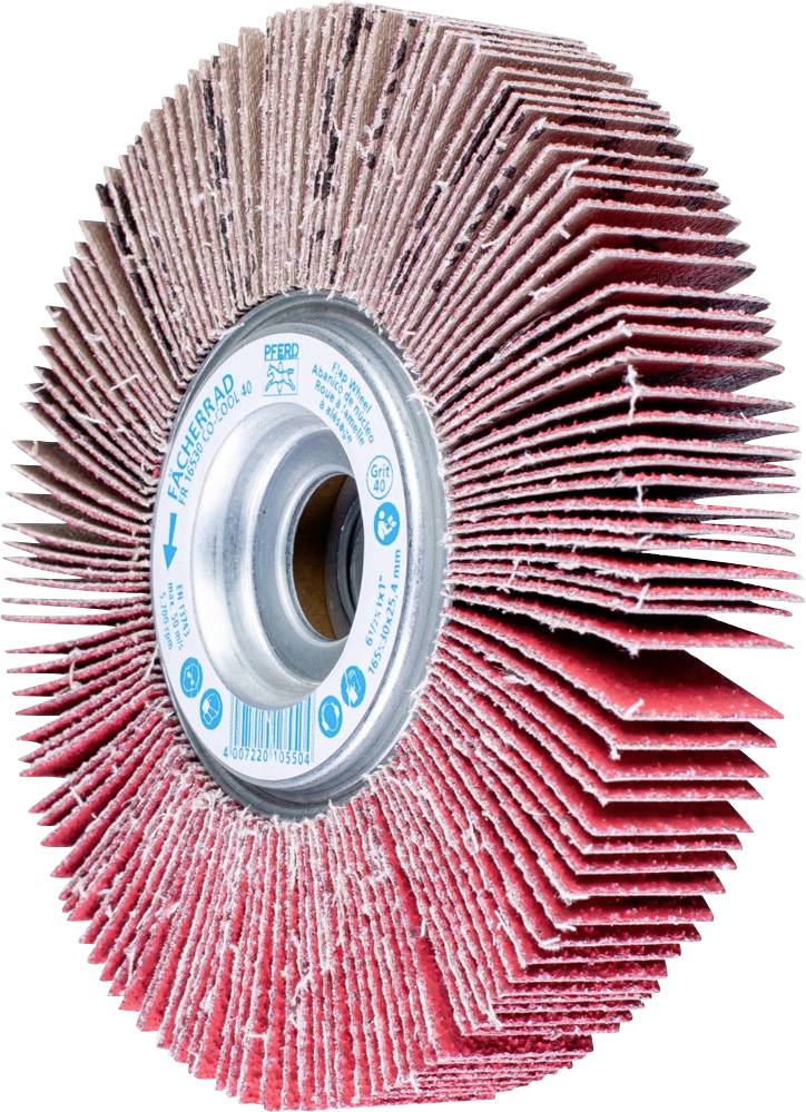 Schleifmopprofi mit Fächerscheiben für gleichmäßige Oberflächenbearbeitung und effektives Schleifen von verschiedenen Materialien.