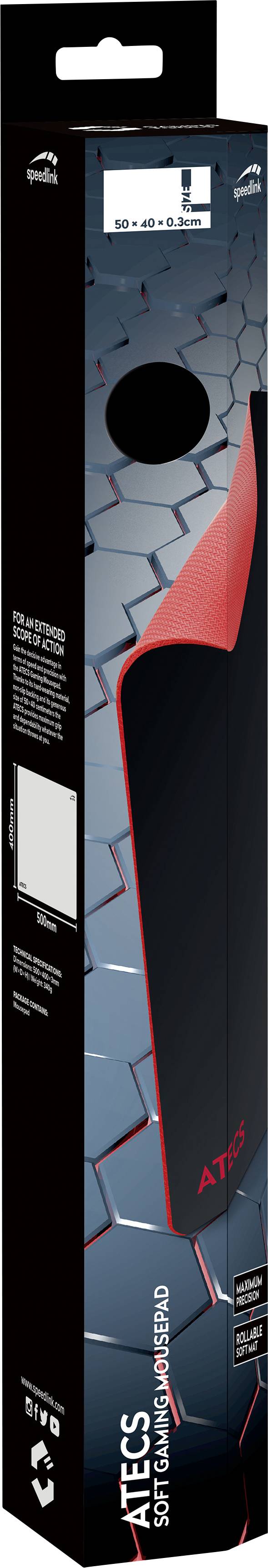 SpeedLink ATECS Soft Gaming Mousepad - Size L, black Gaming-Mauspad Schwarz, Rot