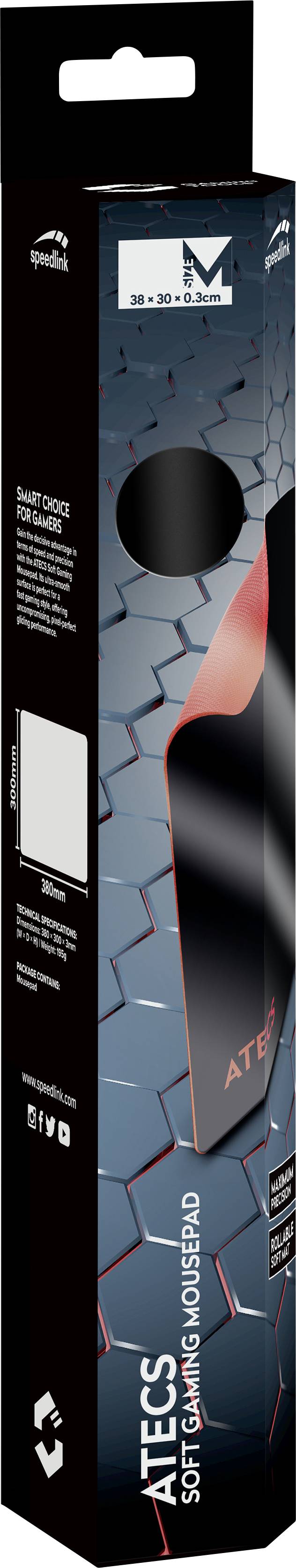 SpeedLink ATECS Soft Gaming Mousepad - Size M, black Gaming-Mauspad Schwarz, Rot