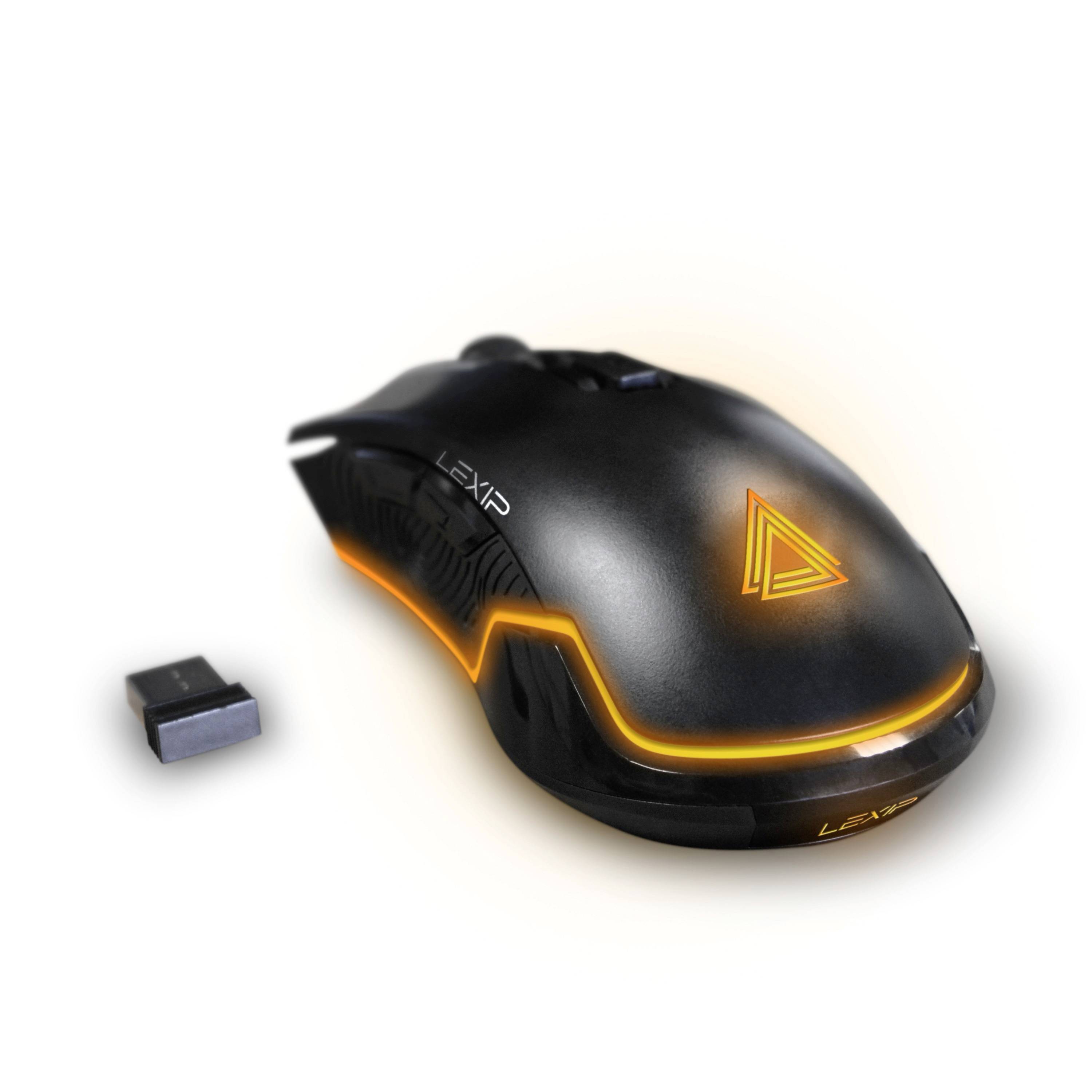 Pixminds Lexip AR18 Aero Speed Gaming-Maus Funk Optisch Schwarz, RGB 6 Tasten 4800 dpi Beleuchtet