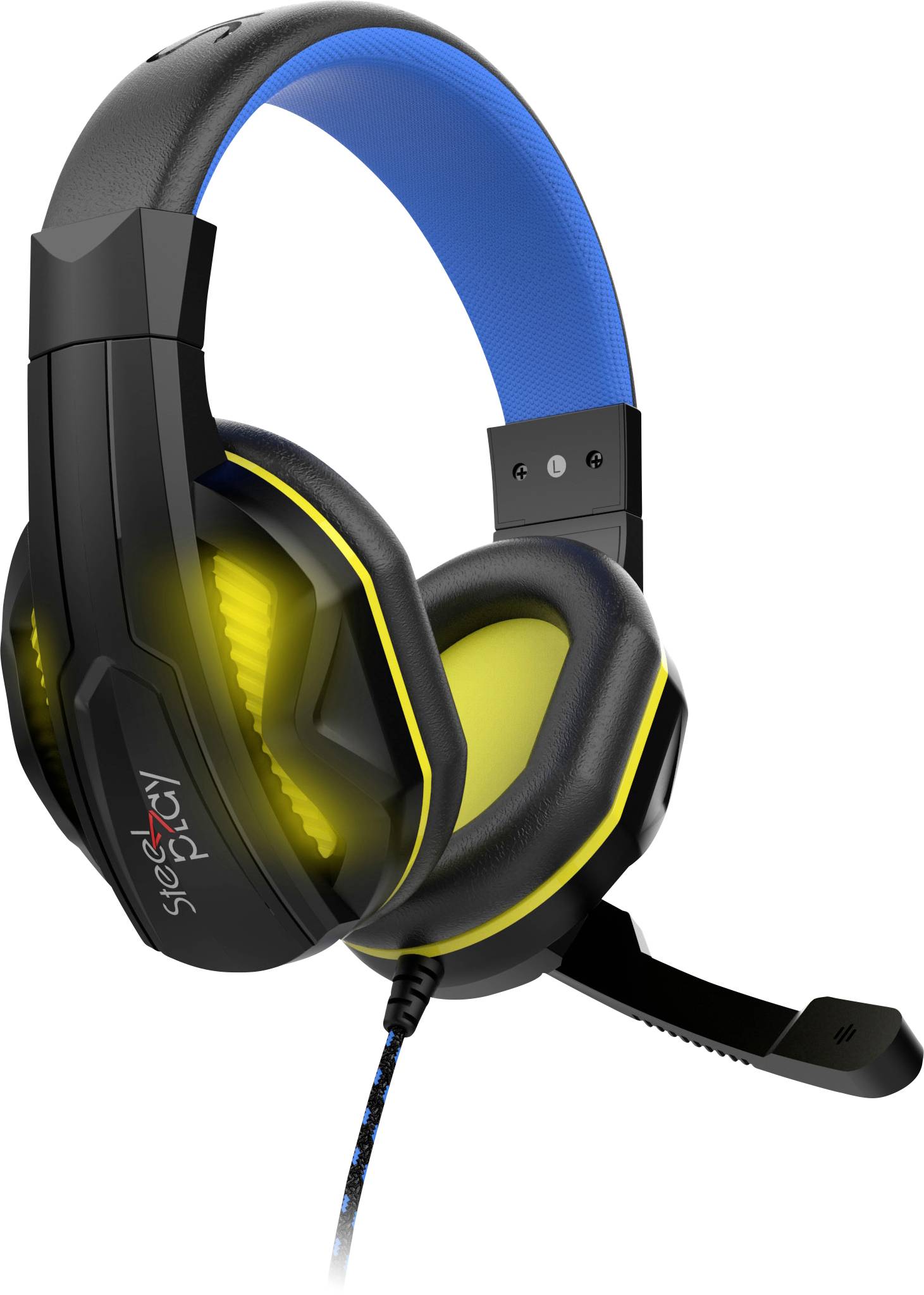 Steelplay HP47 Over Ear Headset kabelgebunden Stereo Schwarz/Blau Lautstärkeregelung, Mikrofon-Stummschaltung Gaming
