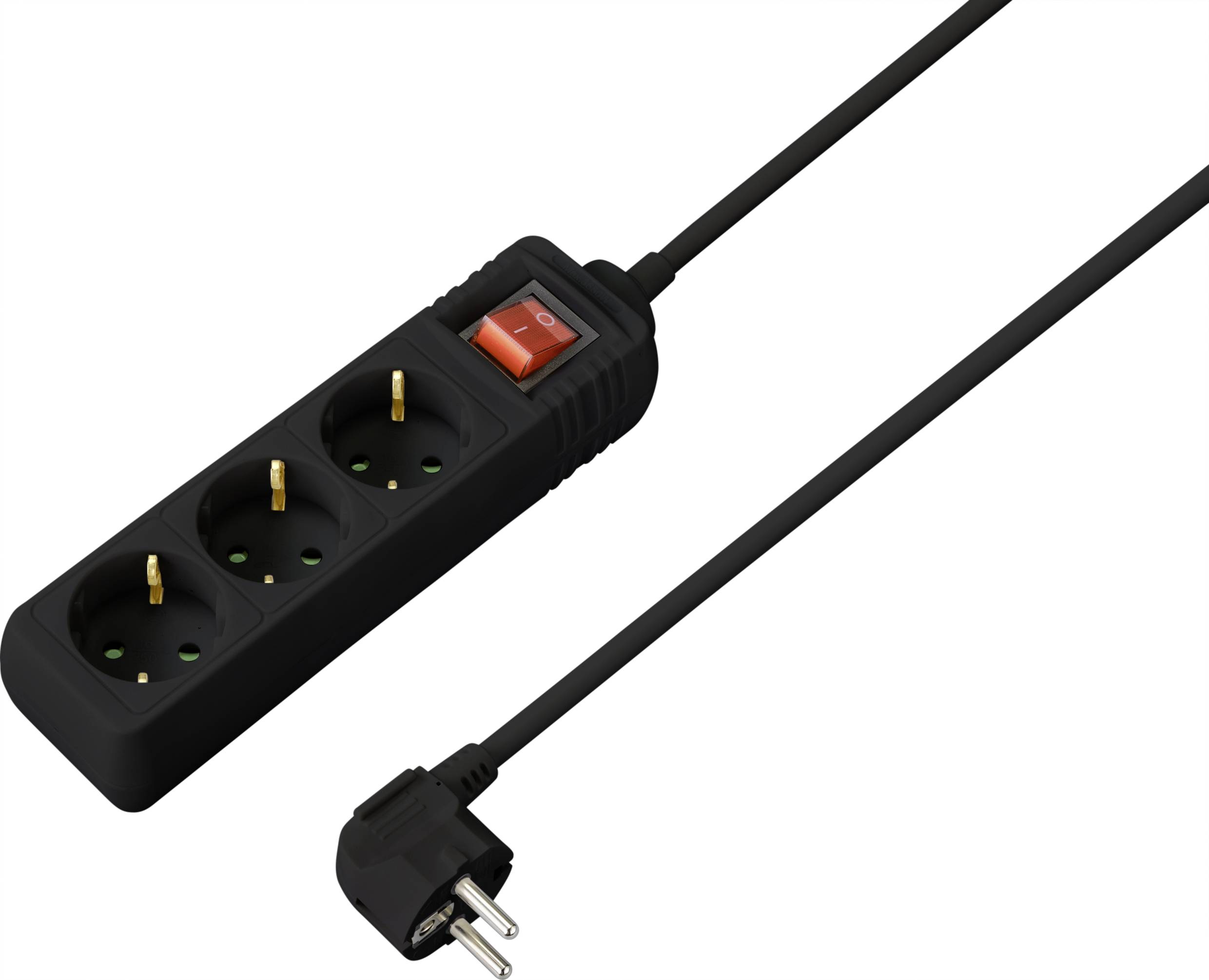 Sygonix SY-4890984 Steckdosenleiste mit Schalter 3fach Schwarz Schutzkontakt 1St.