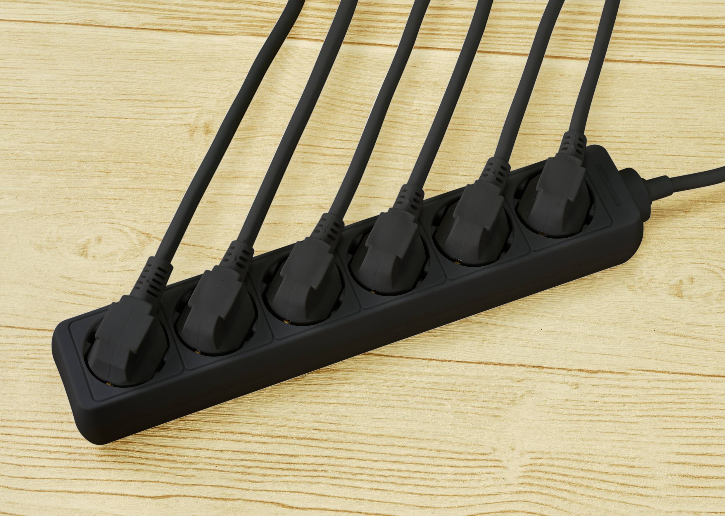 Sygonix SY-4890992 Steckdosenleiste 6fach Schwarz Schutzkontakt 1St.