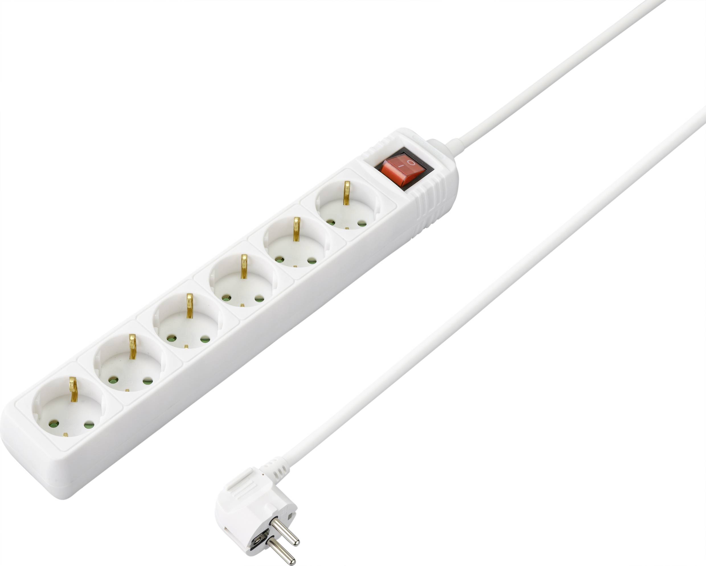 Sygonix SY-4891004 Steckdosenleiste mit Schalter 6fach Weiß Schutzkontakt 1St.