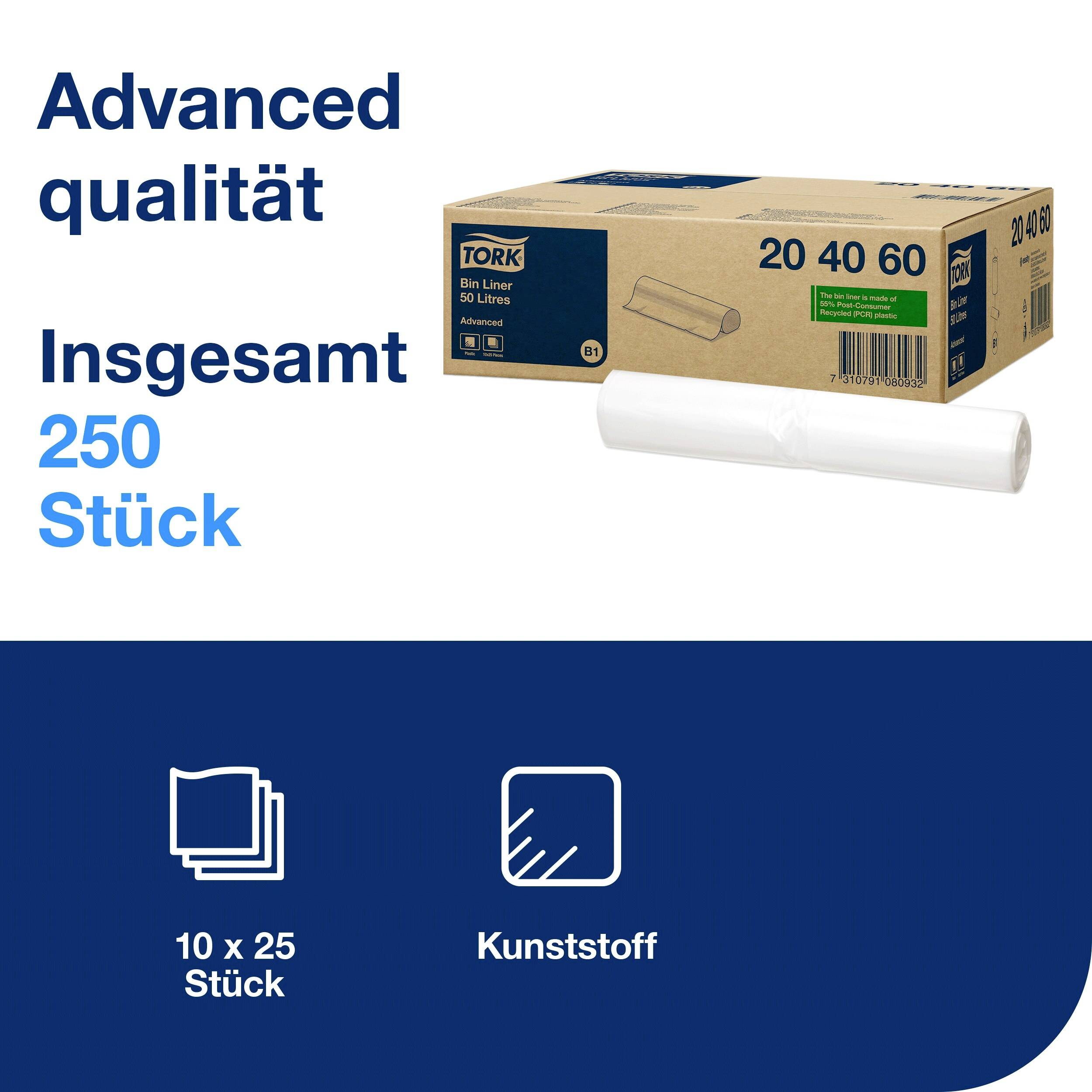 TORK 204060 Müllsack 50 l Transparent 250 St.