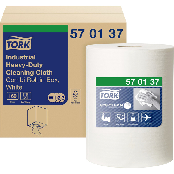 TORK Extra Starke Industrie Reinigungstücher Weiß W1/2/3, mehrfach verwendbar, 1 × 160 Tücher 570