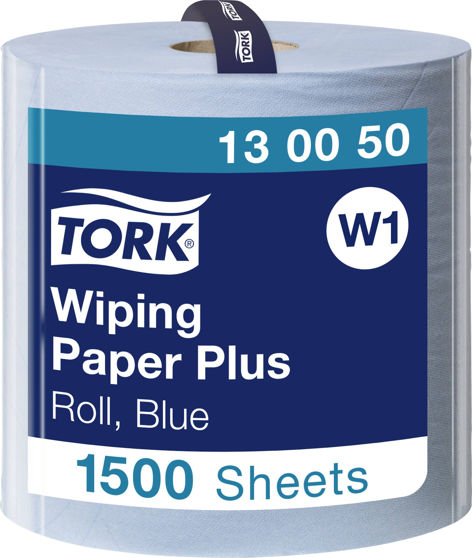 Blaues Wischtuchpapier Tork, W1-System, 13 00 50, auf Rolle mit 1500 Blättern.