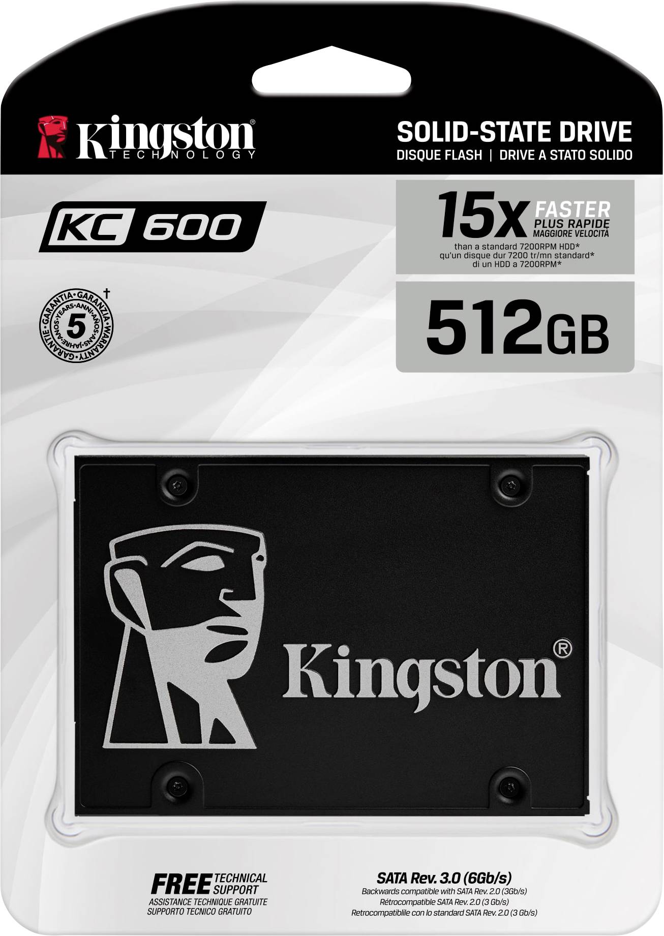 Kingston KC600 - SSD - verschlüsselt - 512 GB - intern - 2.5" (6.4 cm)